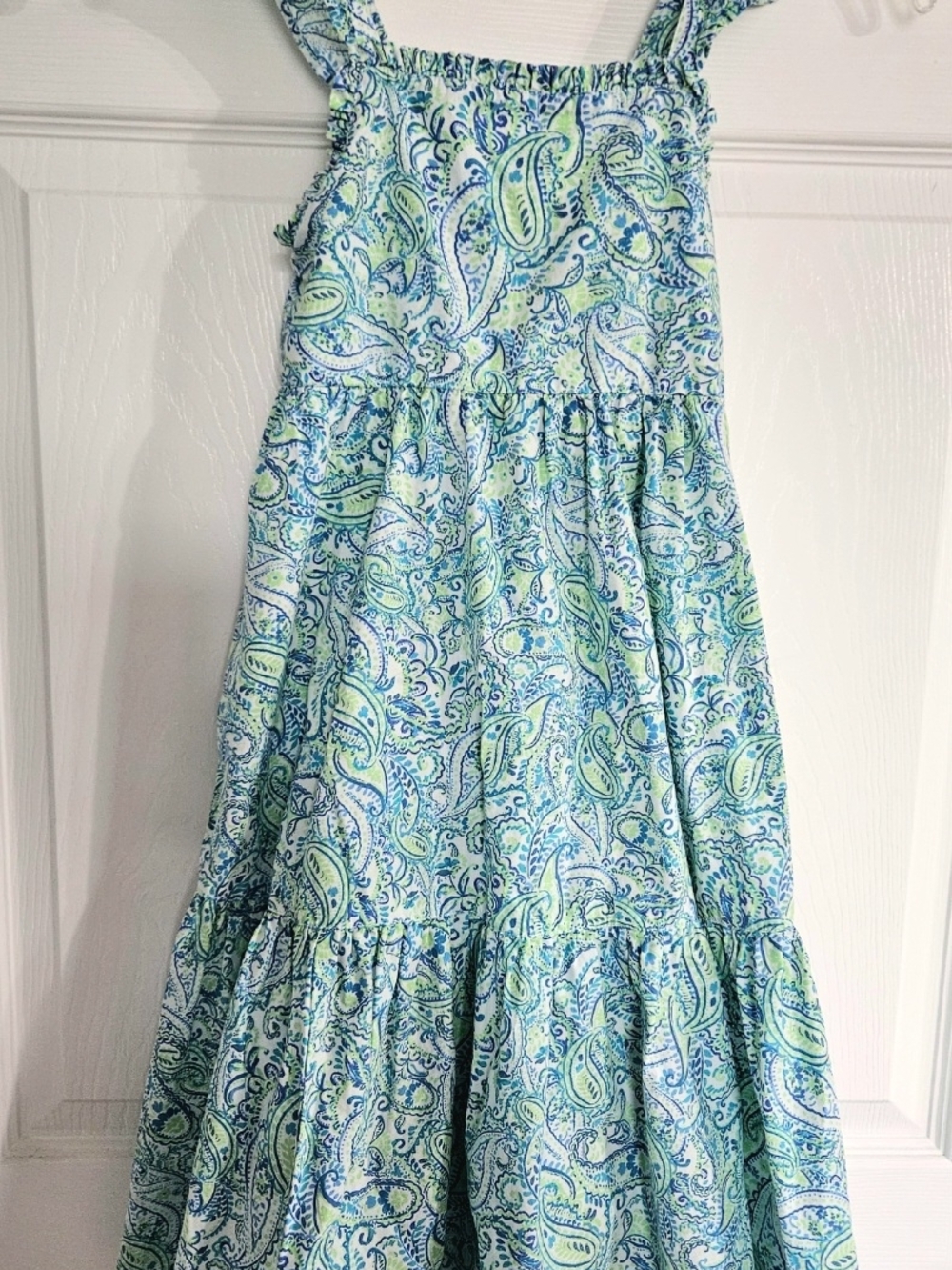 Crewcuts Blue and Green Paisley Tiered Sundress, Girls Size 8